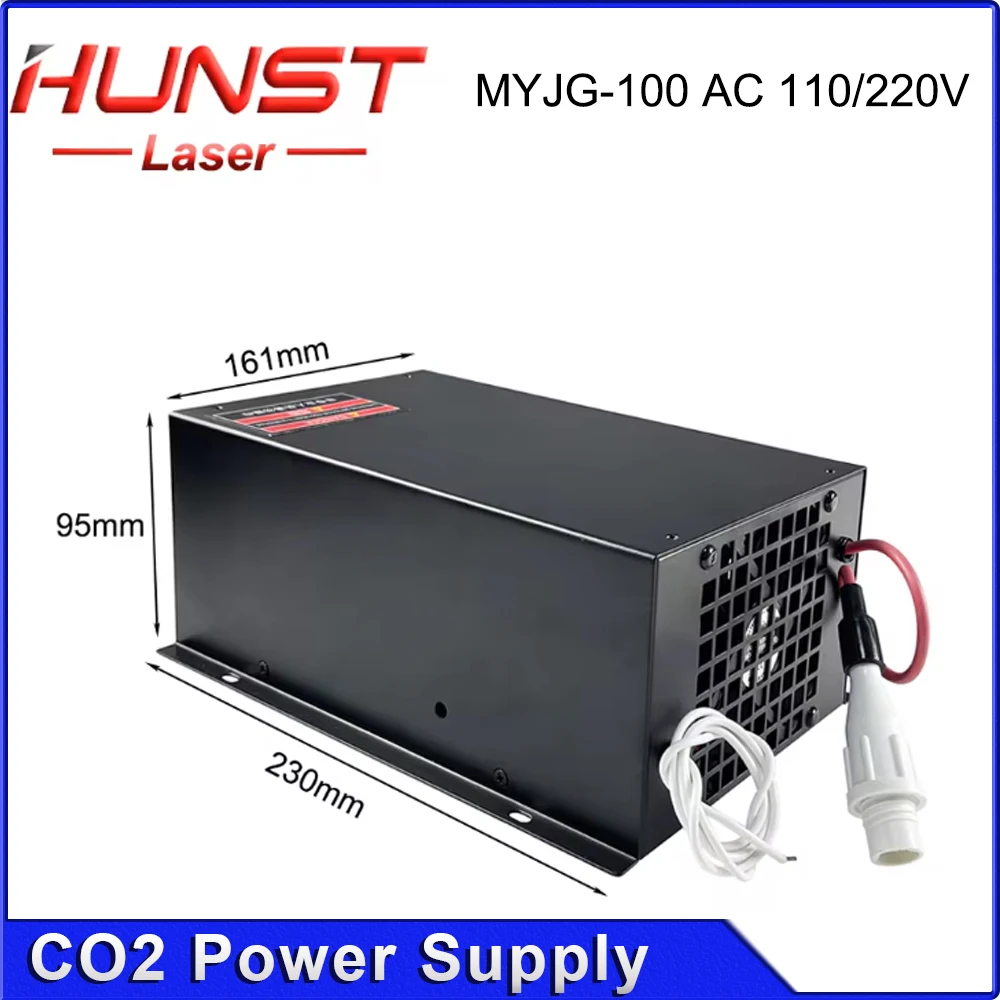 HUNST alimentatore Laser CO2 MYJG 100W supporta la tensione 110V/220V e viene utilizzato per macchine per incisione e taglio Laser 80W 100W.