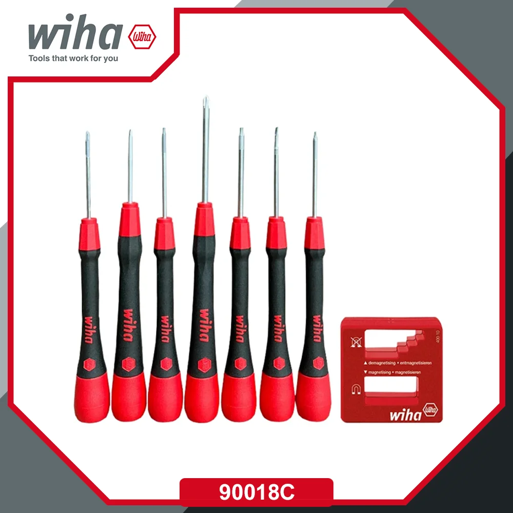 

WIHA 90018C 8 Pcs Precision Screwdriver Set with Demagnetizer for Phillips Slotted Torx Screws