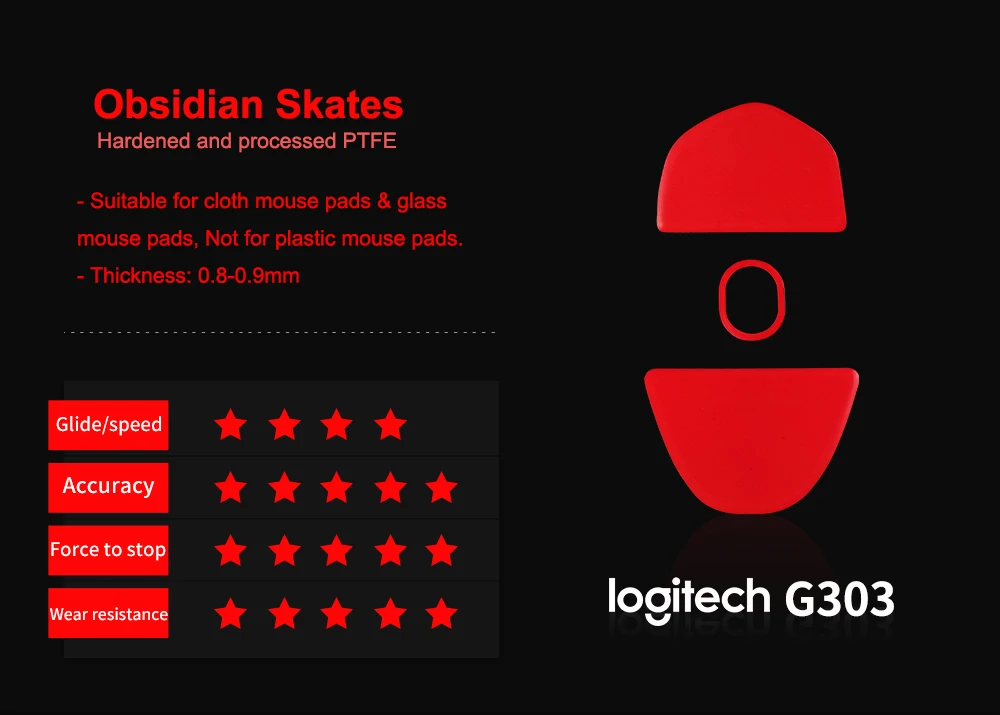 X-Raypad Obsidian Control Skates for Logitech G303