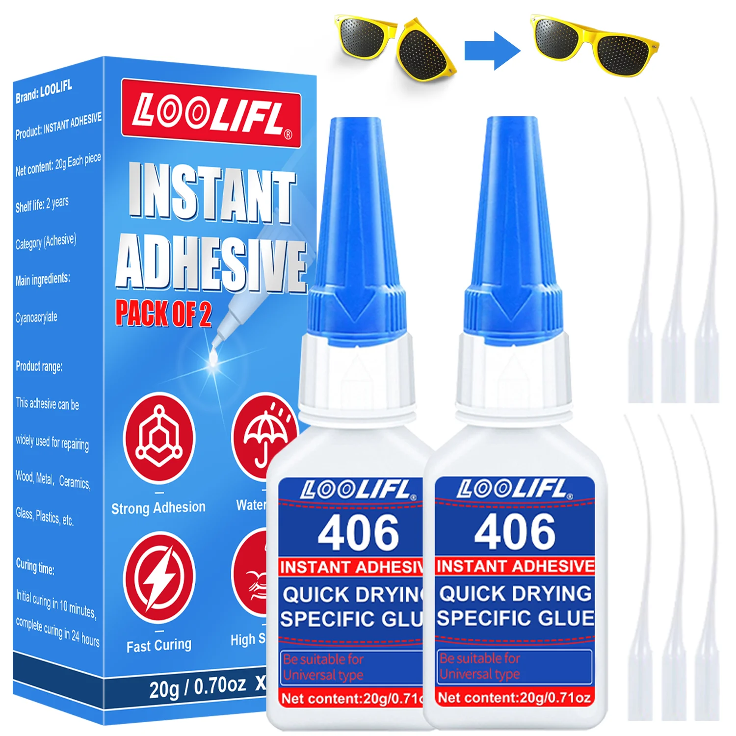 

Super cyanoacrylate plastic glue, waterproof, resistant to high and low temperatures, suitable for toys, plastics and repairs.