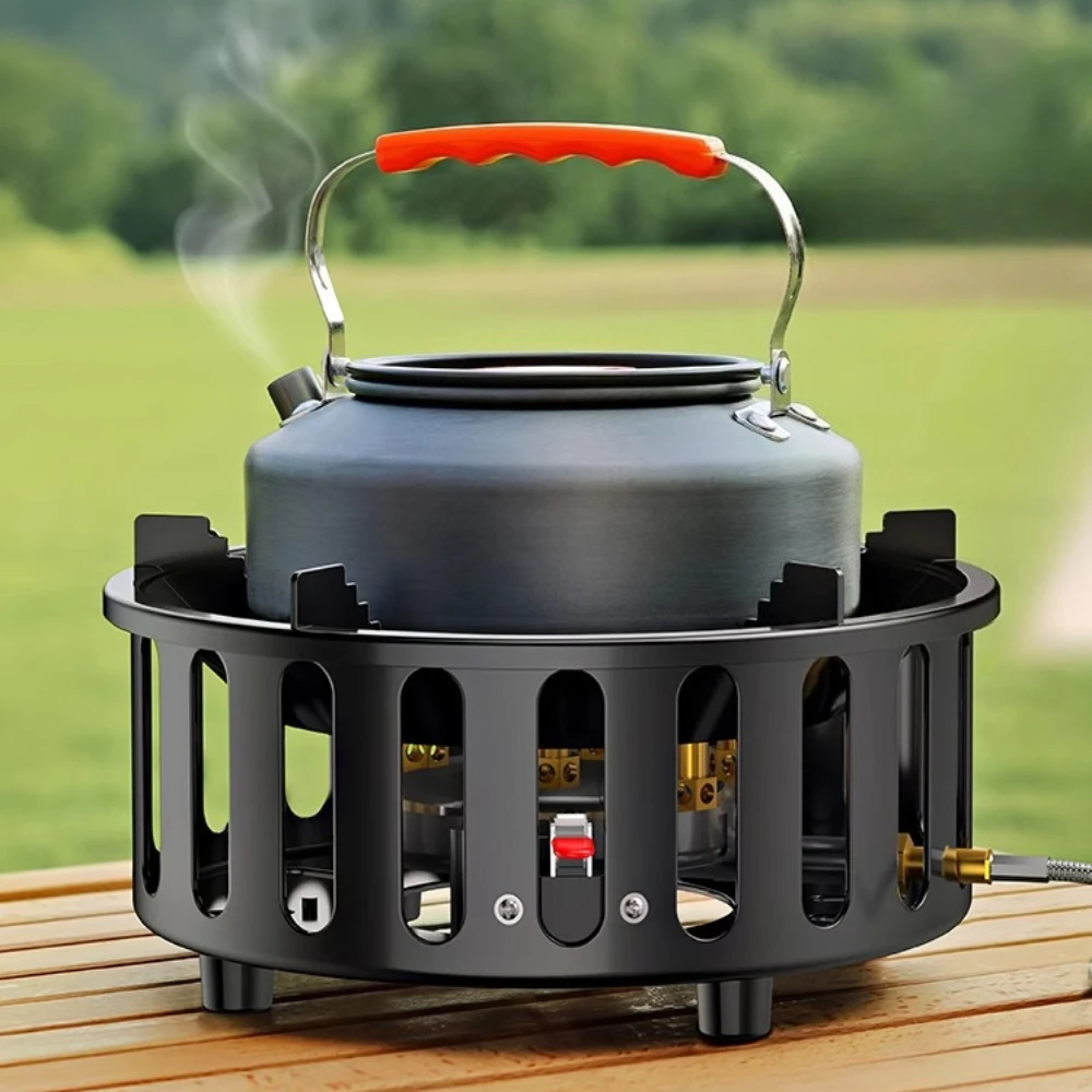 

Outdoor Seven-star Stove Fierce Fire Windproof Camping Cassette Stove Gas Stove Portable Outdoor Cooker Fry Steak and Boil Water