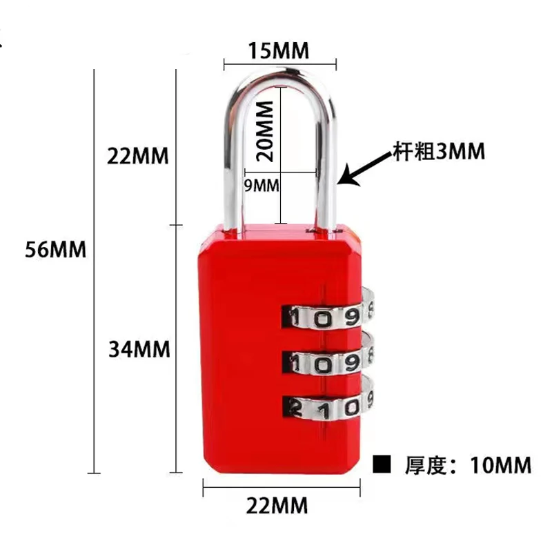 3 Digits Multifunctional Combination Lock Luggage Fitness Cabinet Backpack Travel Anti-theft Aluminum Alloy Combination Padlock image 4