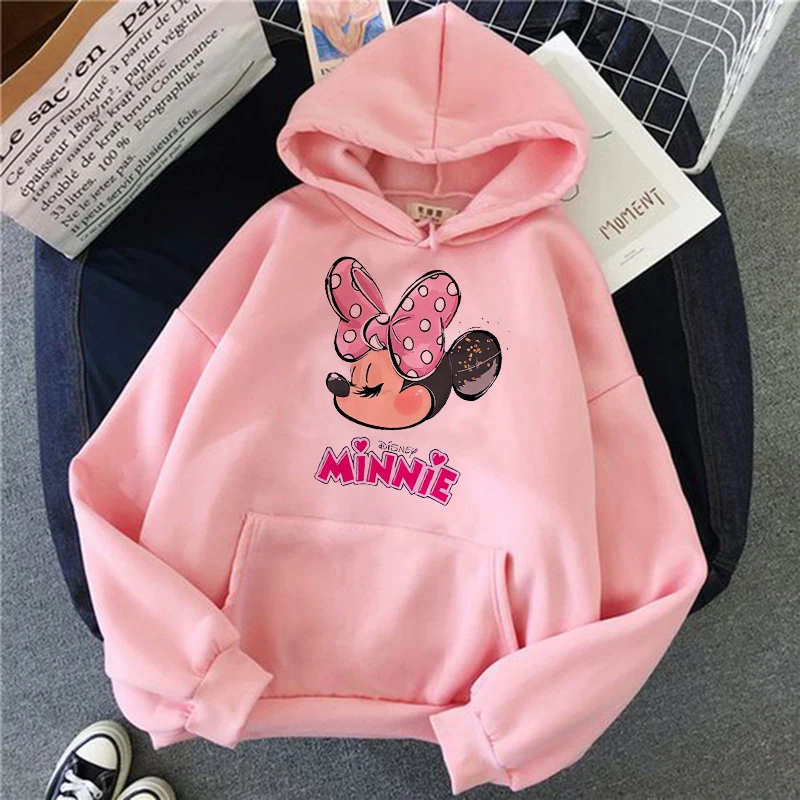 

Aesthetic Women Hoodie Disney Minnie Mouse Sweatshirt Clothes Mickey Hoody Top Hoodies Sweatshirts Female Girls