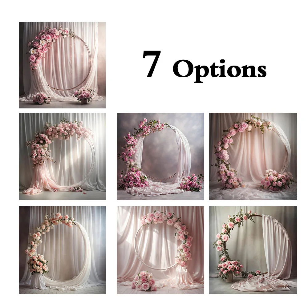 

Mehofond Spring Flower Round Photo Background Maternity Baby Shower Portrait Circle Curtain Decor Photgraphy Backdrops Wallpaper