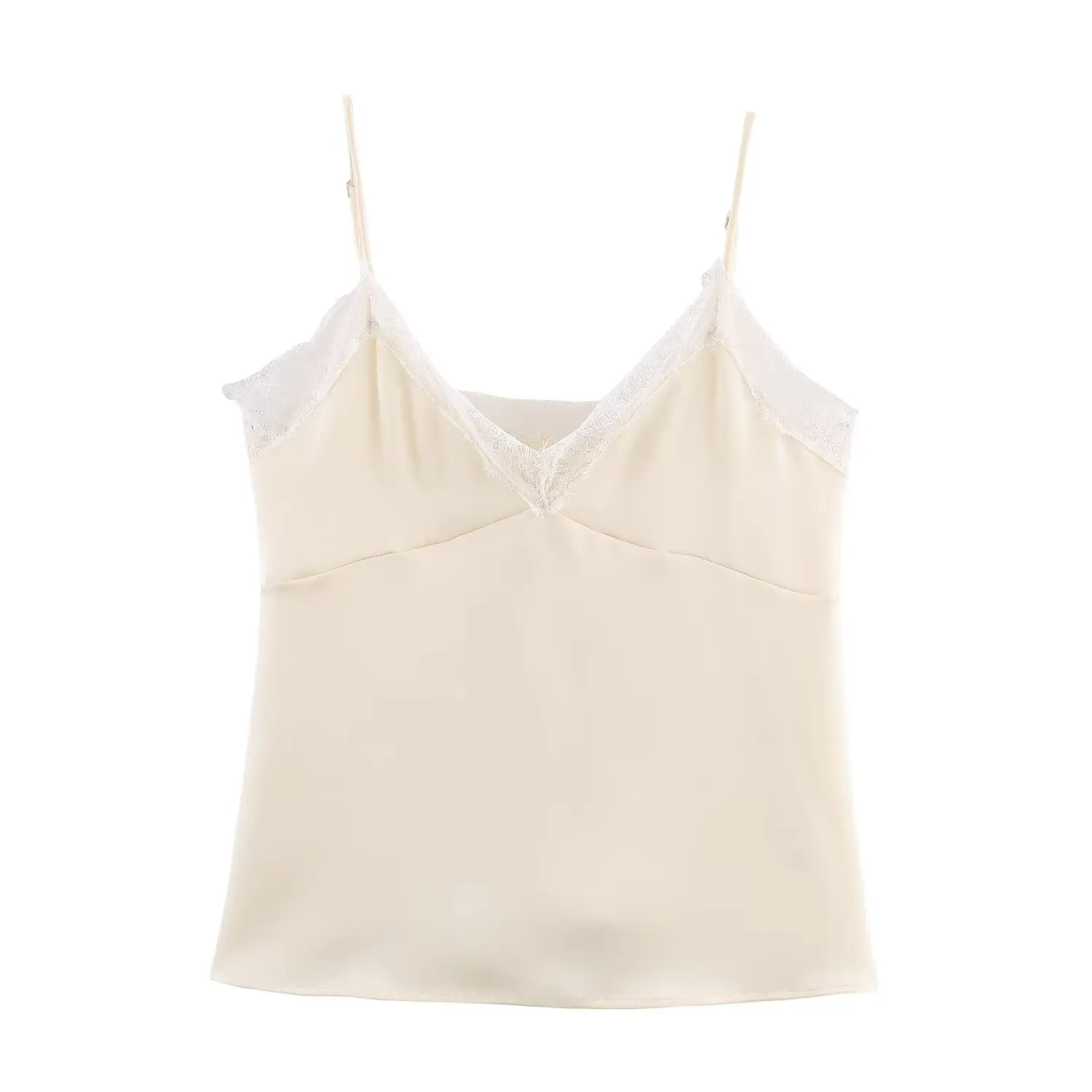 المرأة الربيع الصيف موضة أنيقة الخامس الرقبة عارية الذراعين أكمام حبال سيدة مثير الدانتيل الحرير الساتان الحمالة سترة شارع العليا القمم