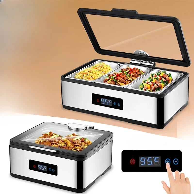 

Luxury 304 stainless steel buffet stove hydraulic clamshell buffet electric heating hotel cutlery breakfast warming pan