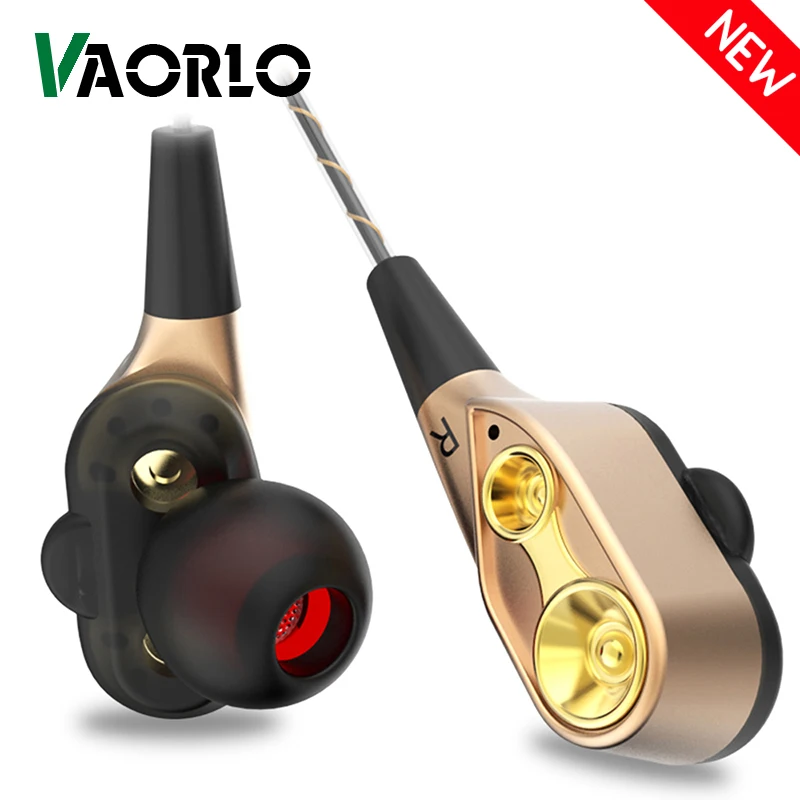 Double Moving Coil Headphones 3.5mm AUX With Mic Dynamic Headset In-Ear Music Gaming  Earbuds Bass Surround Shocking Sound