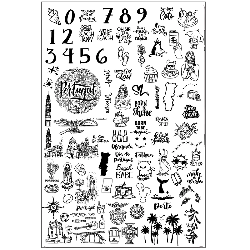 Personagem dos desenhos animados animal placa de carimbo de unhas halloween arte do prego placa de imagem flor geometria planta folhas design modelo de carimbo