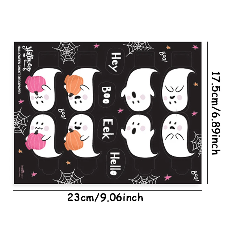 4Pcs Creative Cute Ghosts Lollipop Package Card Halloween Paper Candy Packing Card For Diy Halloween Party Decoation Supplies