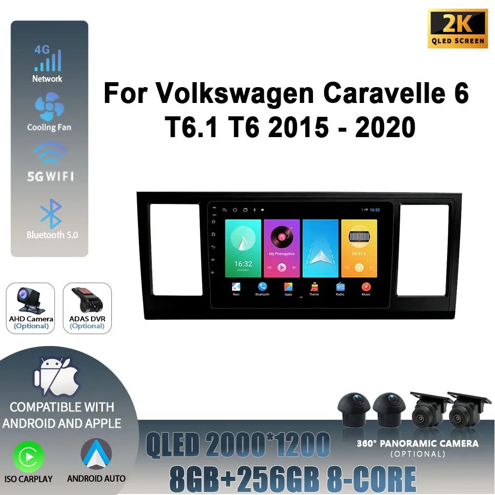 Android 14 For Volkswagen Caravelle 6 T6.1 T6 2015-2020 Wireless Carplay Stereo Car Radio Multimedia Navigation Player 2DIN