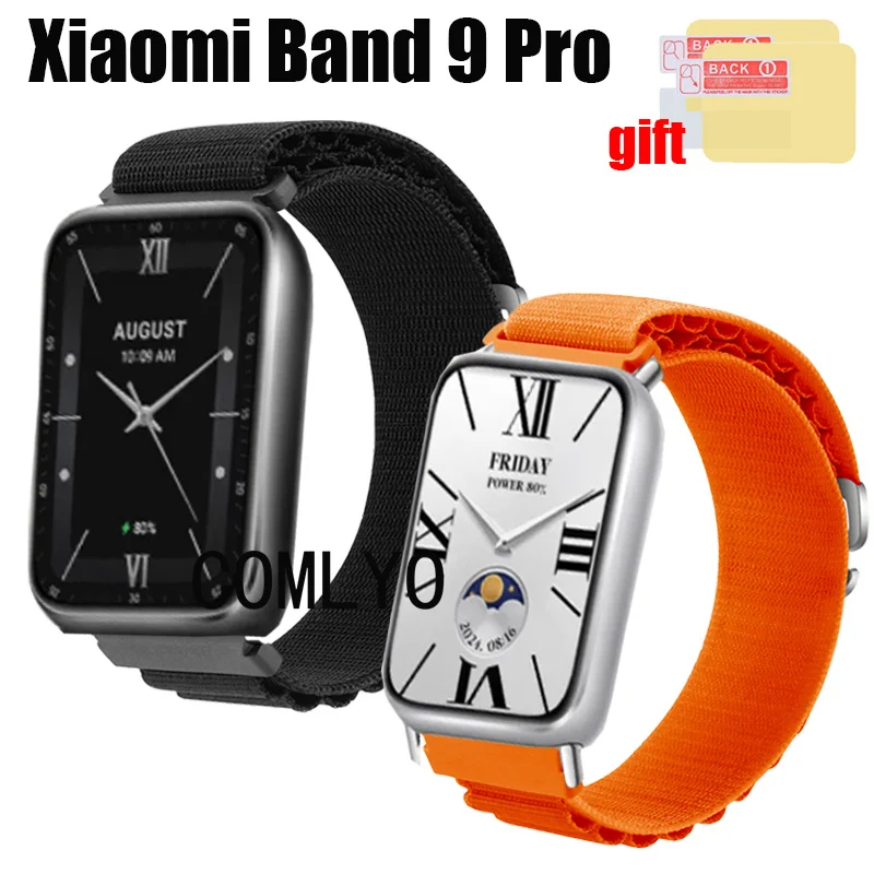 Per Xiaomi mi band 9 pro cinturino in nylon morbido cinturini per bracciale pellicola proteggi schermo per donna uomo cintura