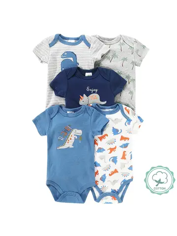 5 adet Erkek Bebek Üçgen Tulumları, Yaratıcı Bodysuit'ler ve Kısa Tulumlar, Dinozor Desenli Kısa Kollu Tulumlar, Yumuşak ve Nefes Alabilen Günlük Bebek Kıyafetleri, Yenidoğan Hastane Gereçleri, Uygun Fiyatlı, Dış Mekan İçin