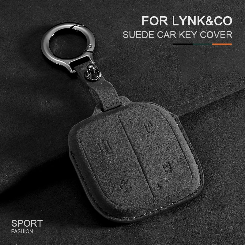 

Suede Car Remote Key Case Cover Shell Holder Fob Keychain For LYNK&CO 08 2022 2023 2024 LYNK CO 08 for LYNKCO 01 02 03 05 06 09