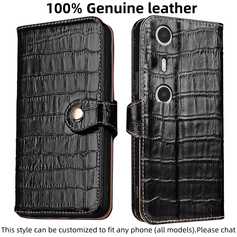 

Real Leather Crocodile Texture card Slot Wallet Cover For XReal Beam Pro 5G Filp Magnetic button Fall prevention phone Case