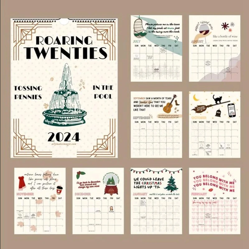 Calendar 2024 Roaring Twenties Calendar 12 Monthly Wall Calendar Wall Hanging Calendar Planner For Easy Organizing Easy Install