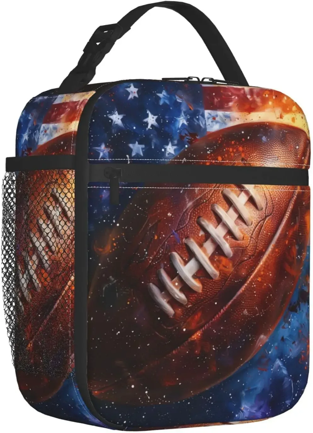 Men Boys Kids Football Lunch Box for Work,Picnic,School,Travel,Hiking,Beach or Fishing Polyester Sprot Fire Football Rugby Them