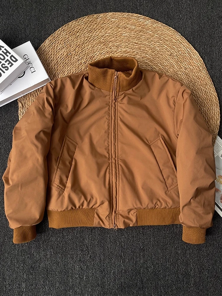 الرجال القطن الطيران Jaet الشتاء Thiened ort Sle مبطن الدفء ألياف البوليستر طويلة Sve سستة إغلاق لون نقي