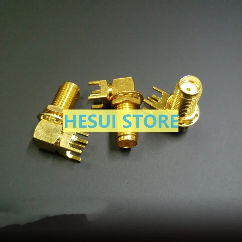 SMA-KWE outer screw inner hole positive foot RF connector SMA curved female seat PCB welding plate female head 23 teeth