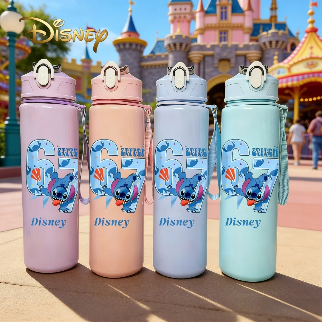 

3D Printed Disney Stitch Water Bottle | Number 67 Graphic, Push-Button Flip-Top | Original Cute Design, Perfect for Travel, Gift