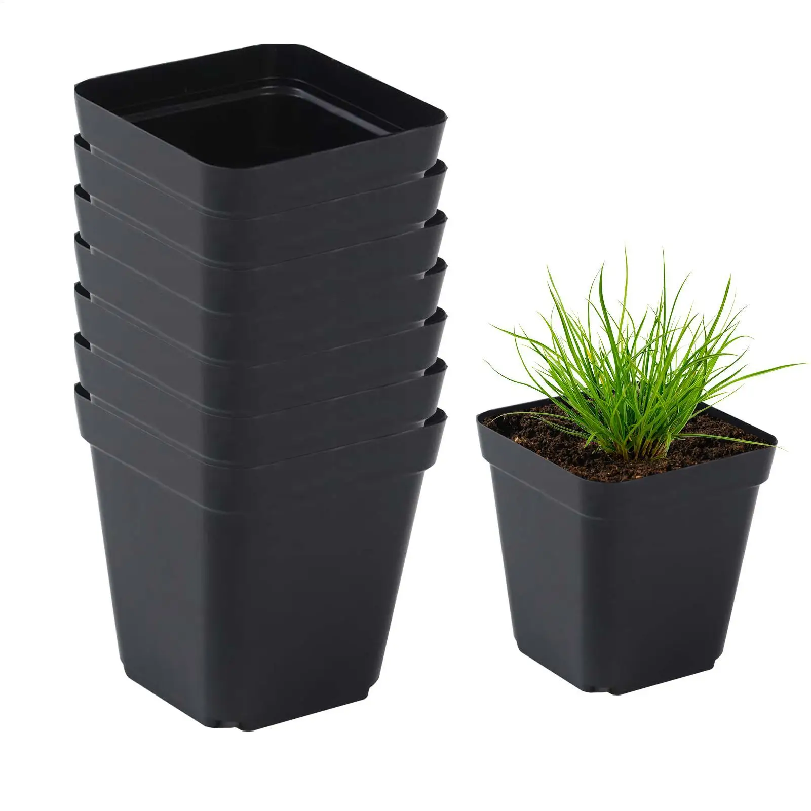 50Pcs Square Plant Seeding Seedling Pots-Plastic Planting Cup Deep Nursery Tree Pot Flower Plant Container Pot Garden Grow Tools