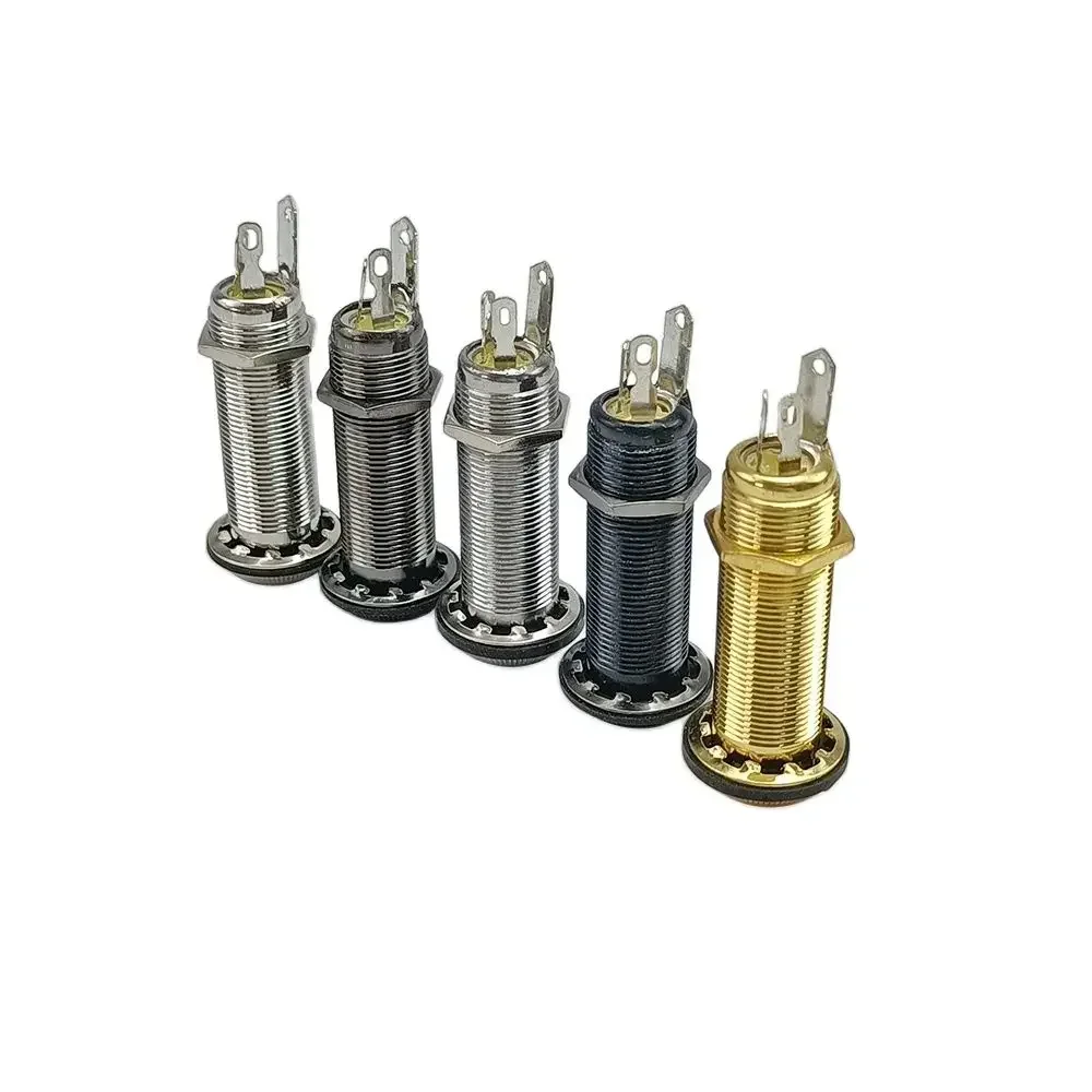 10 teile/los Elektrische Gitarre Bass Teile 6,35mm Stereo Ausgang Eingang 1/4 Zoll Jack Buchse Stecker Messing Gerade Rippen rohr Stil Jack