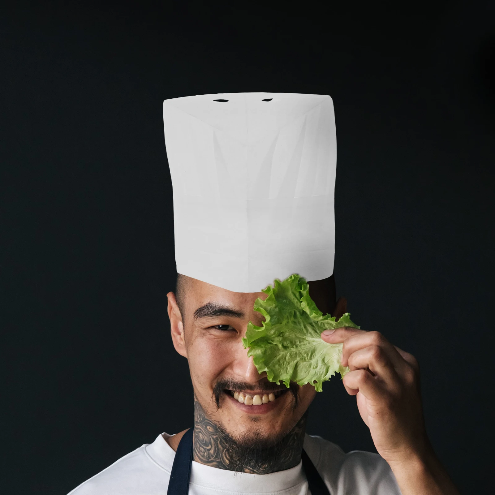 

20pcs Non-Woven Chef Hat Disposable Food Cap Mushroom Style White Kitchen Restaurant Baking Hat Working Cap Sushi Bakery Use