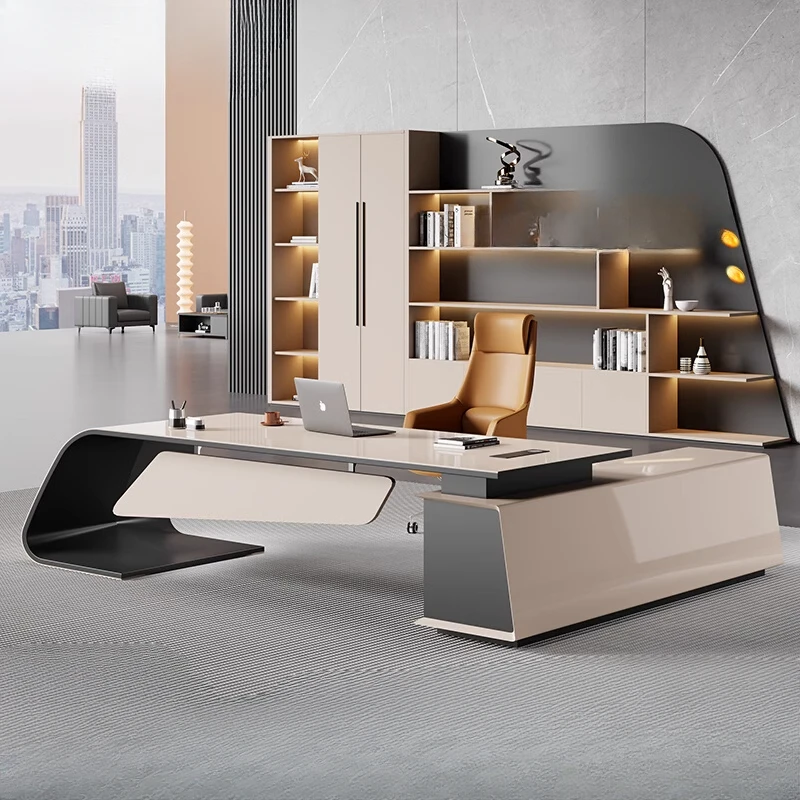 Designer Modern Office Desks Asthetic Luxury Storage Drawers Writing Executive Desk L Shaped Study Escritorios Office Furniture