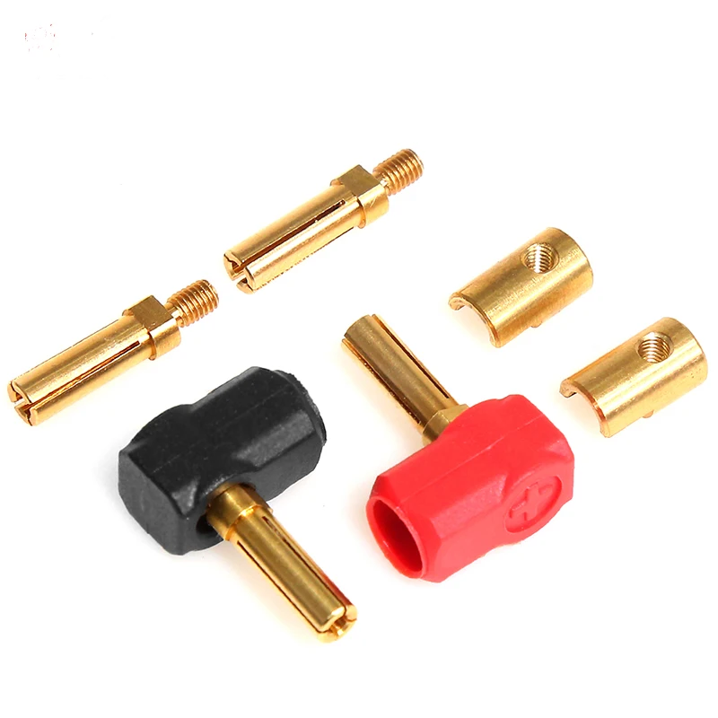 Metal dissipador de calor bala Plugs e apertos, L-shape, Shell duro, RC Car Upgrade Peças, 1:10 Caminhão Off-Road, 4mm, 2Pcs Set