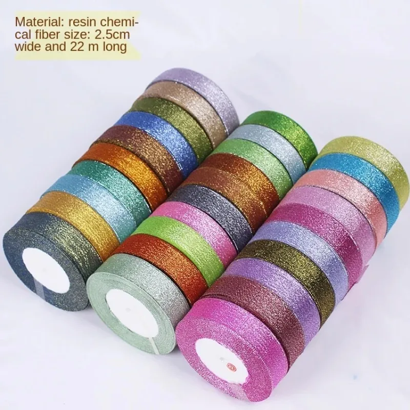 25mm 25yard/roll onions glitter ribbons Sewing art handmade DIY materials supplies wedding cake decoration holiday gift packages