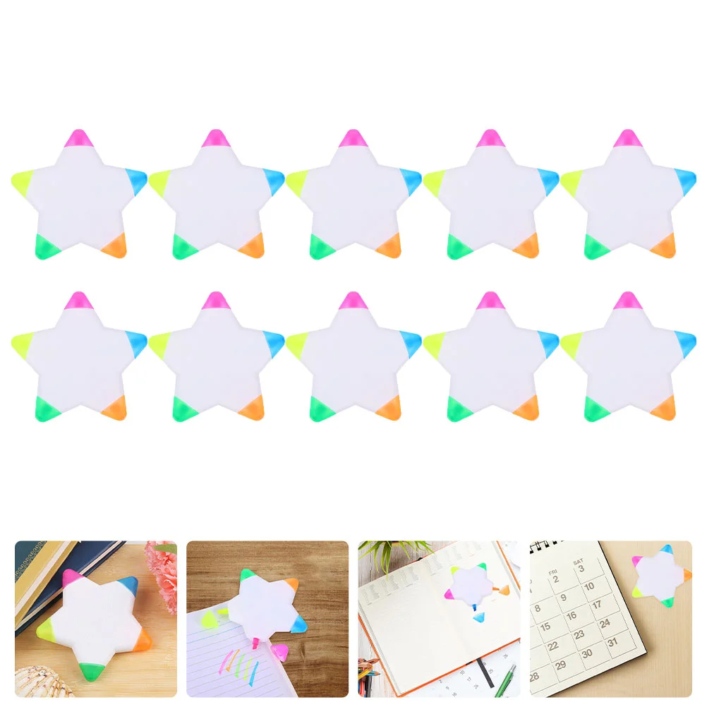 Highlighter Five-color Petal Brush Pentagram Child Star Shaped Pens Erasable Highlighters