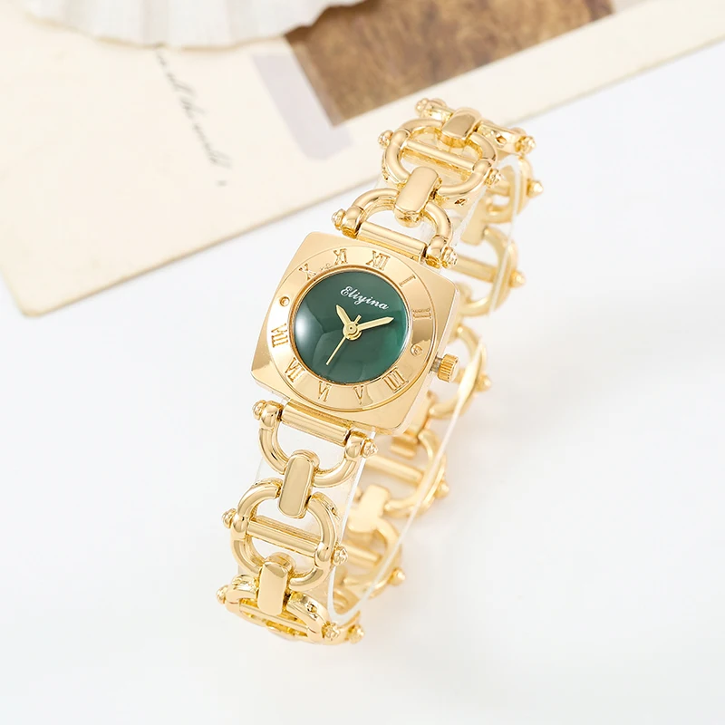 ساعة نسائية ذهبية بحزام من الفولاذ المقاوم للصدأ، خفيفة فاخرة، كاجوال، سوار نسائي، ساعة كوارتز رائعة #4