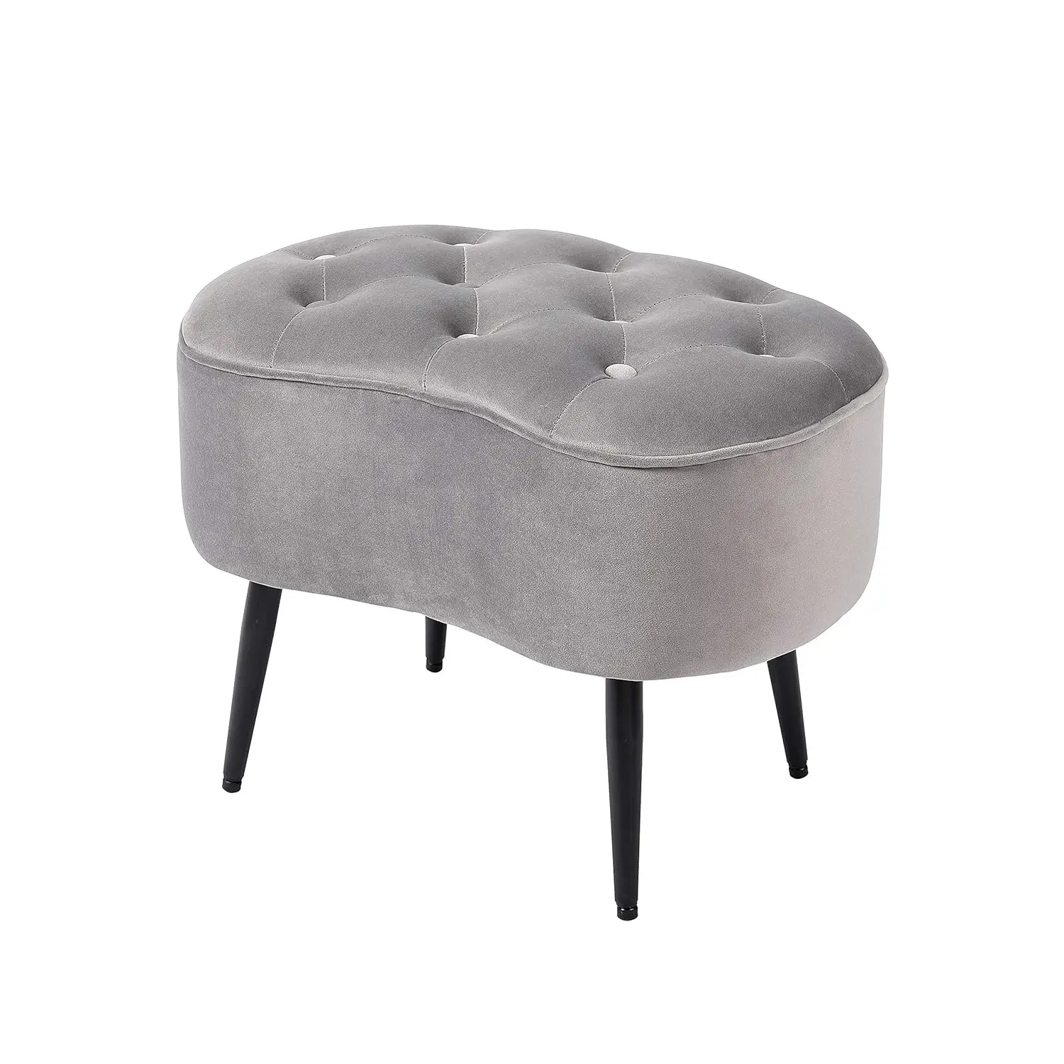 

Tufted Oblong Velvet Ottoman - Mid Century Modern Design Furniture with Steel Legs - Soft, Compact, Padded Foot, Customized