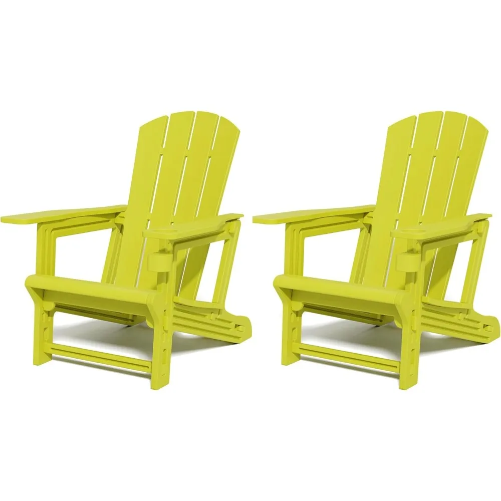 

chair set of 2, all weather plastic adirondack chairs, fire pit chairs with cup holder, outdoor lawn chair