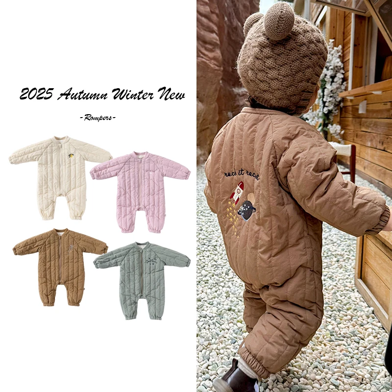 

2025 Winter New Newborn Baby Embroidered Cotton Robe Full Moon Gift Preferred Thickened Cotton Clip Windproof and Warm Rompers