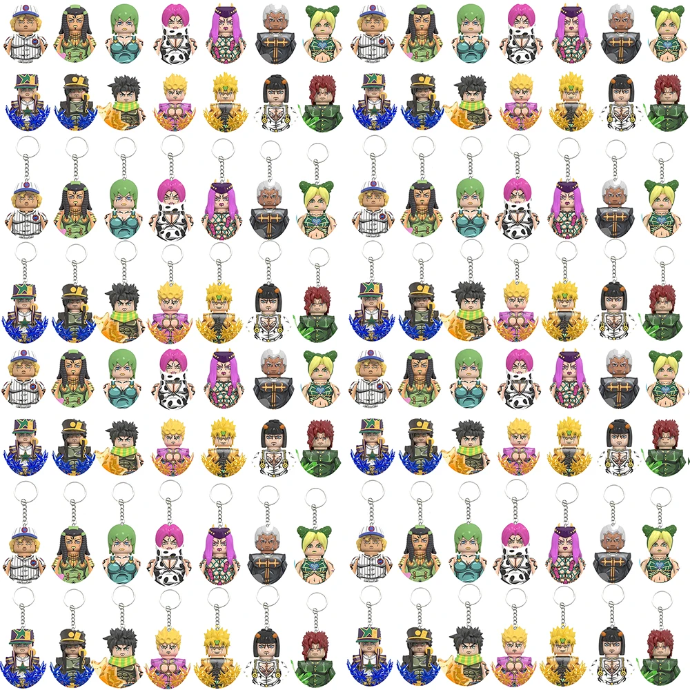JoJo's Bizarre Adventure Anime figure Keychain Building Blocks Figures Bag Pendant Accessories For Fans Collection Gift