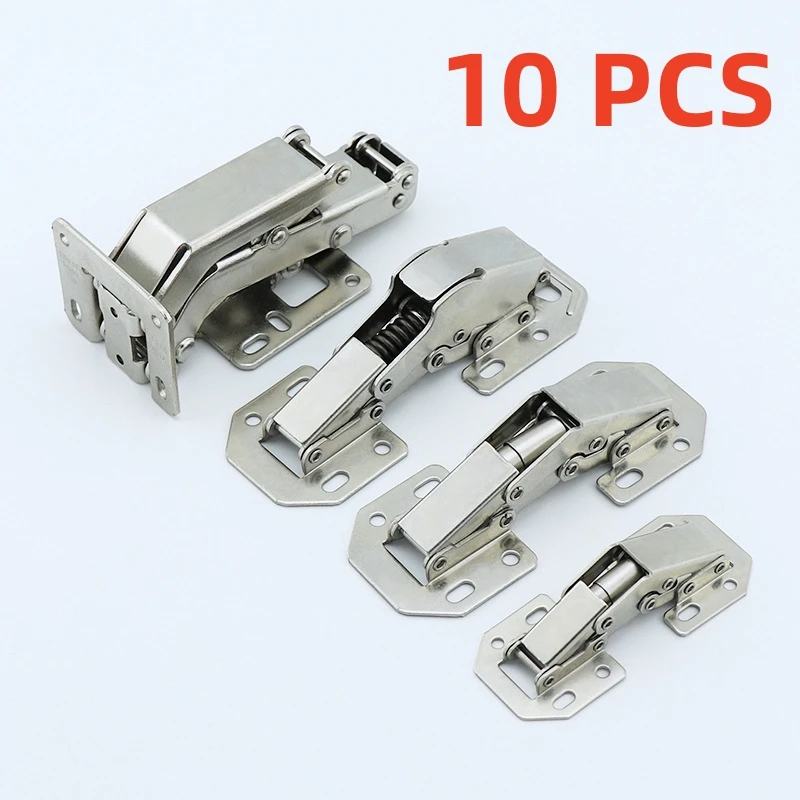 1/10pcs Cabinet Hinge 90 Degree 4in No-Drilling Hole Cupboard Door Hydraulic Hinges Soft Close With Screws Furniture Hardware