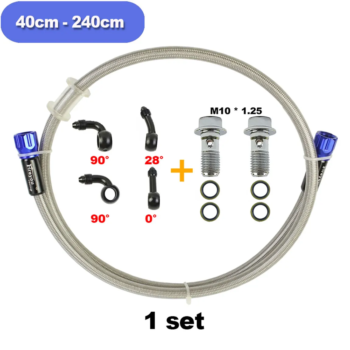 Motorcycle Steel Hydraulic Brake Clutch Line Hose Tube With M10 Brake Screw for Dirt Bike ATV Moped Scooter Quad UTV Go Kart