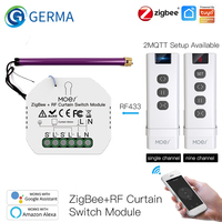 GERMA ZigBee RF433 Smart Curtain Switch Module for Motorized Roller Shutter Blinds Motor 2MQTT Tuya Smart APP Alexa Google Home