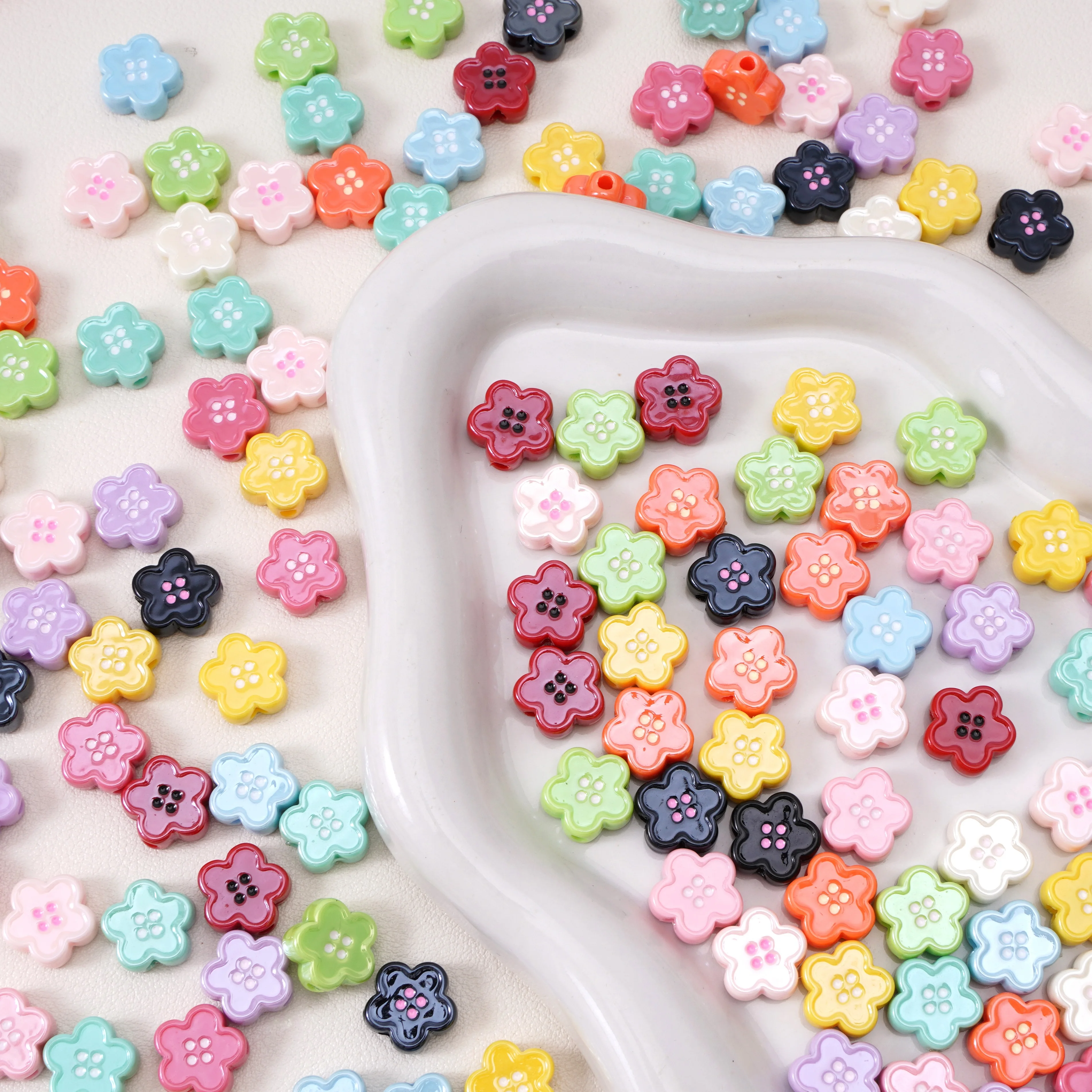 

2/5pcs 12mm Multicolor AB Flower Spacer Acrylic Beads For Jewelry Making Bracelet Necklace Earring Diy Craft Handmade Accessorie