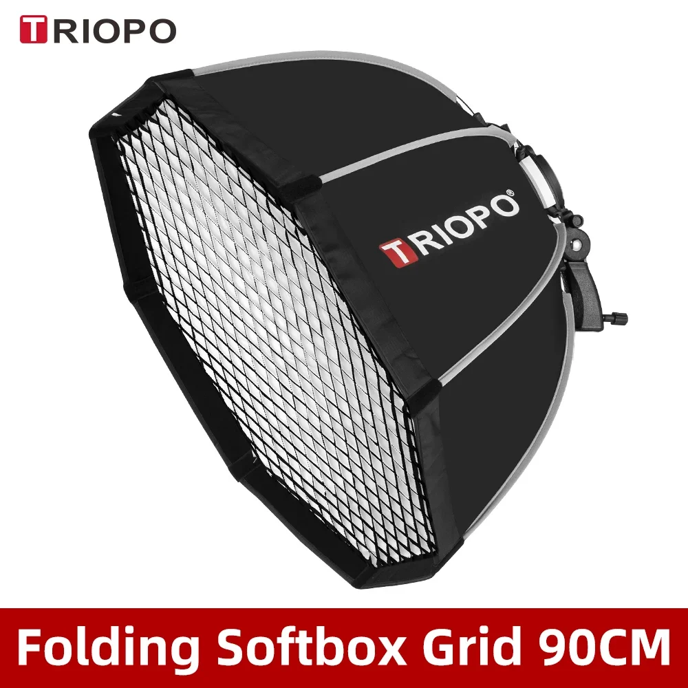 Triopo Speedlite Draagbare Octagon Paraplu Softbox + Honingraat Raster 55cm 65cm 90cm 120cm Outdoor Flash Soft Box voor Canon Godox