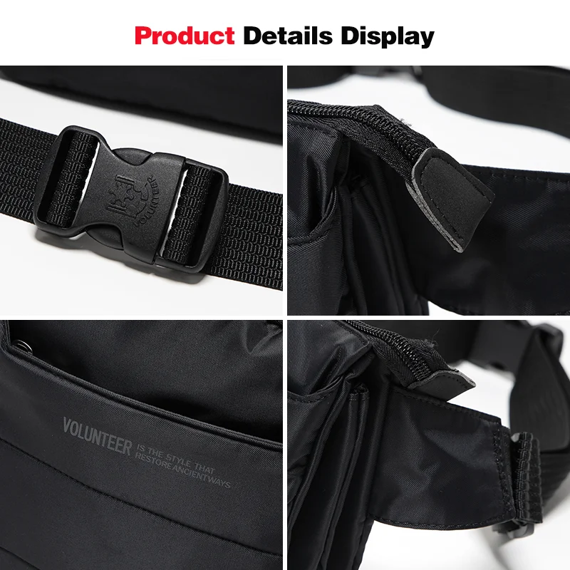 VOLUNTEER Waist Bags for Men 2026 New Light Weight Fashion Travel Casual All-match Outdoor Sport Nylon Crossbody Bags  1713-16