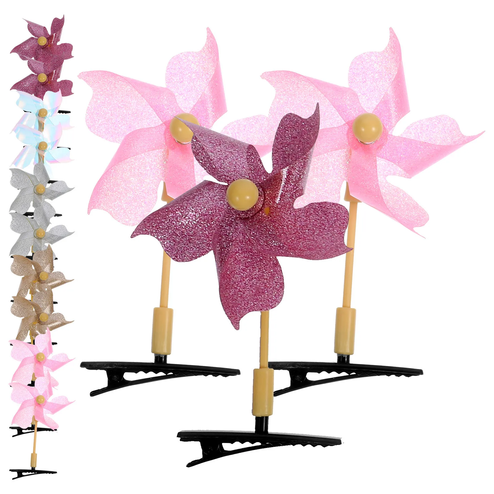 

20 шт., заколки для волос с ветряной мельницей, милые вращающиеся аксессуары для волос для девочек, детские блестящие заколки, игровые аксессуары, заколки с ветряной мельницей