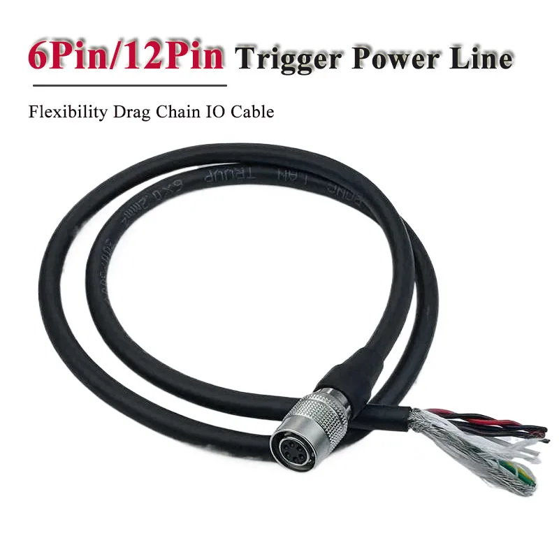 

6-контактный 12-контактный кабель питания триггера промышленной камеры CCD, совместимый с Hikvision Basler, гибкость, тяговая цепь, линия ввода-вывода