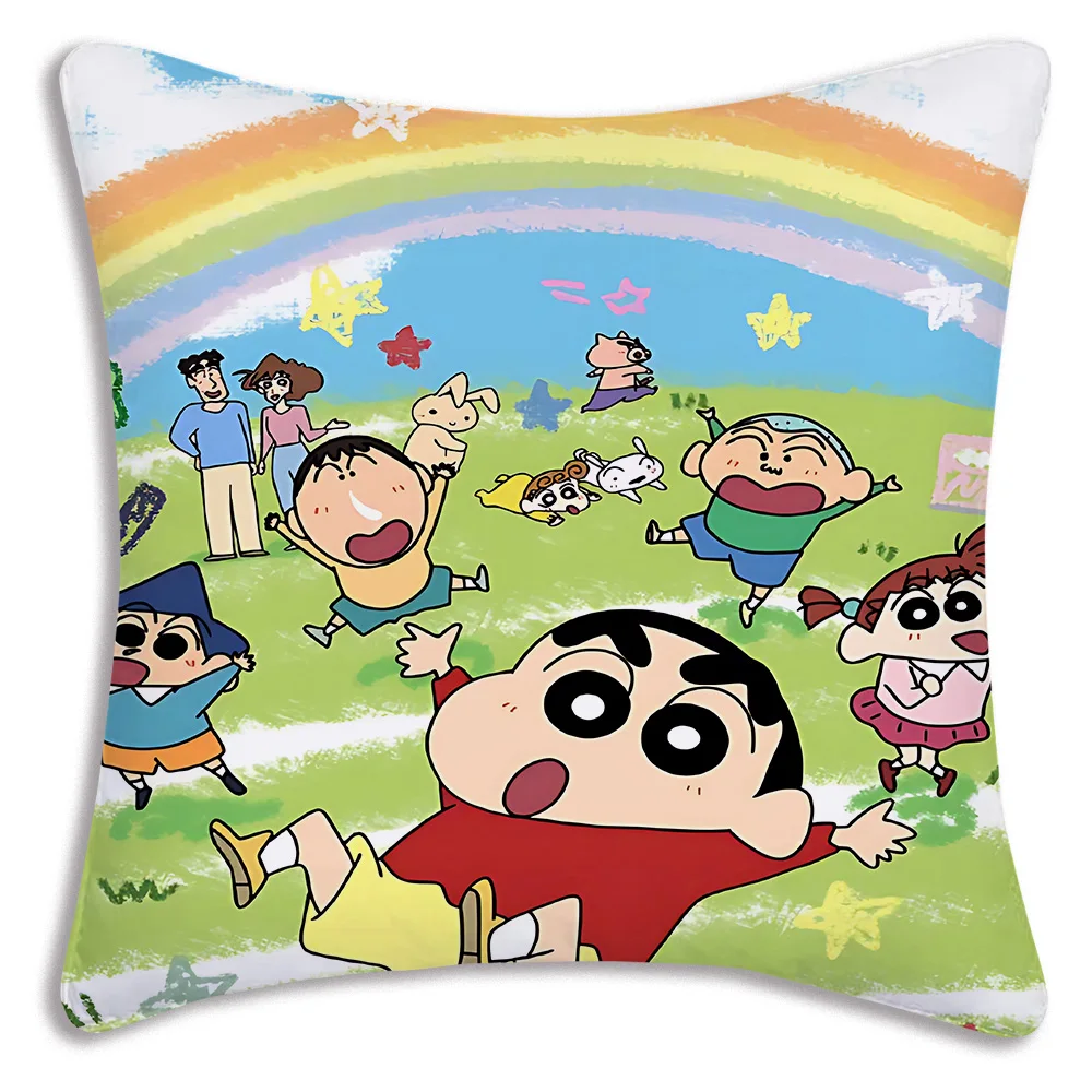 Pillow Covers Hot Anime Cartoon C-Crayon S-ShinChan Cartoon Sofa Decorative Home Double-sided Printing Short Plush Cushion Cover