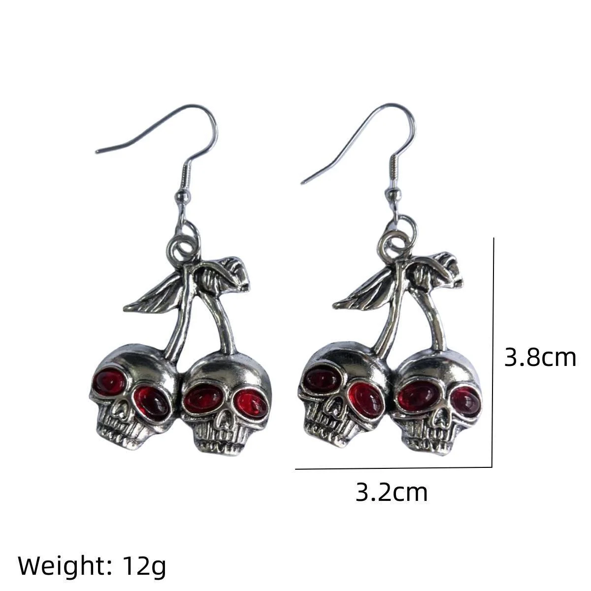 Punk Halloween Skull Cherry Dangle Earrings Gothic Skeleton Pendant Earrings Hook Jewelry for Women Men Party Decor Jewelry - Image 5