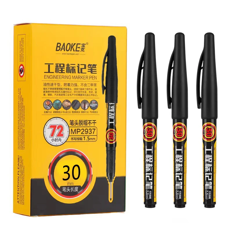 

4 Color 30Mm Long Head Marking Pen Black Red Blue Green Ink Woodworking Multi-Purpose Marking Pen Waterproof Marking Tool