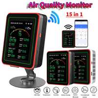 15-in-1 WiFi Air Quality Monitor HCHO TVOC CO CO2 Meter AQI PM0.3 PM1.0 PM2.5 PM10 Tester APP Control Temperature Humidity Meter