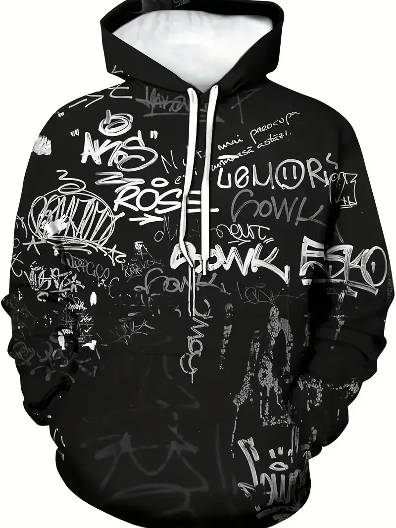 

Новинка 2025, мужская толстовка с принтом граффити, повседневная модная спортивная верхняя уличная мужская толстовка с цветным узором и длинными рукавами