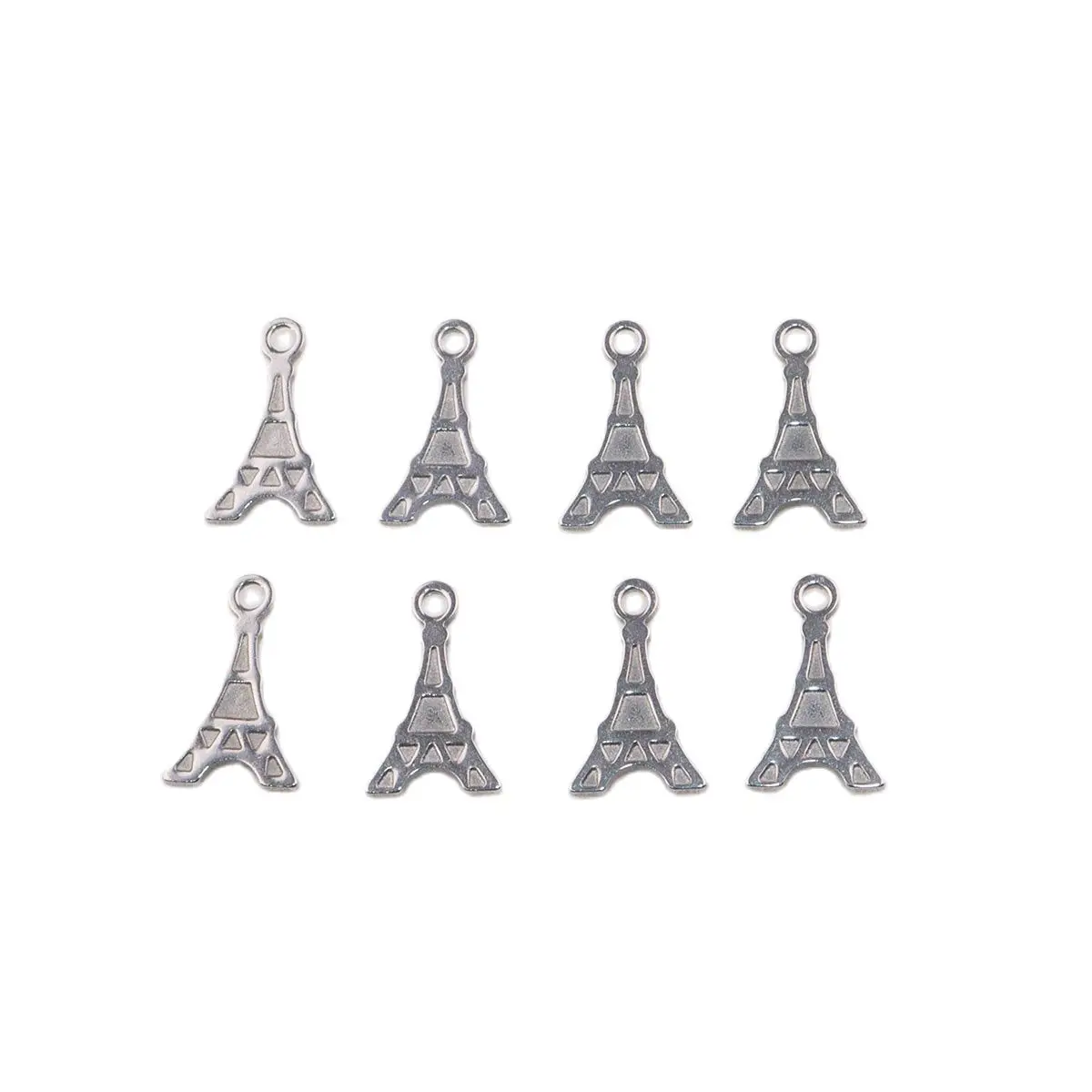 50/10pcs 12*7mm Wholesale StainlessSteel Mini Tower Dangling Charms DIY Anklets Earrings Bracelets Unfading Colorless 2 Colors