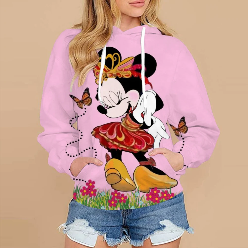 2024 Autumn Street Harajuku Fashion Women\'s Top Christmas New Mickey and Minnie Pattern Children\'s Casual Hoodie y2k